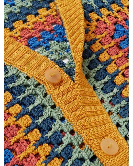 Corridor NYC Blue Sunburst Crocheted Cotton Cardigan for men