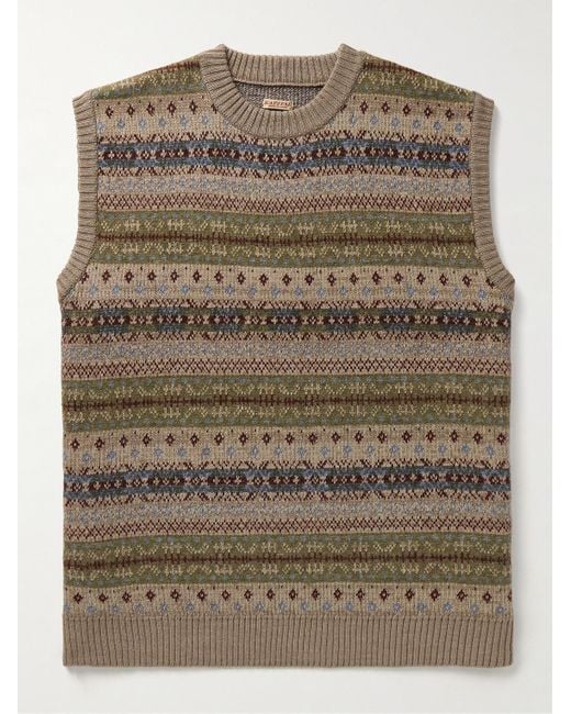 Kapital Brown Fair Isle Wool-blend Sweater Vest for men
