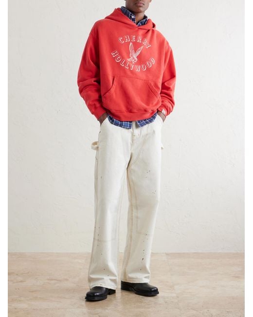 CHERRY LA Red Logo-Print Cotton-Jersey Hoodie for men