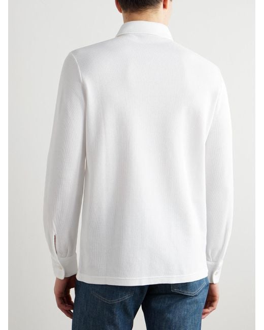 Loro Piana White Cotton-piqué Polo Shirt for men
