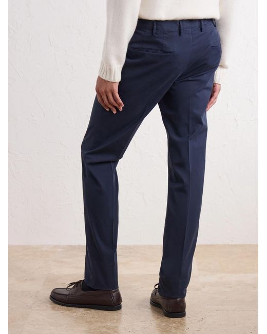 Slowear Blue Slim Batavia Straight-leg Cotton-blend Woven Trousers for men