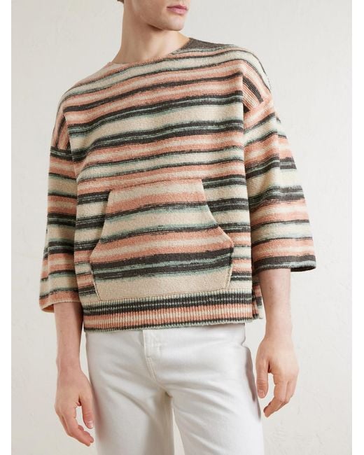 Visvim Natural Burrow Striped Wool And Cashmere-Blend Sweater for men