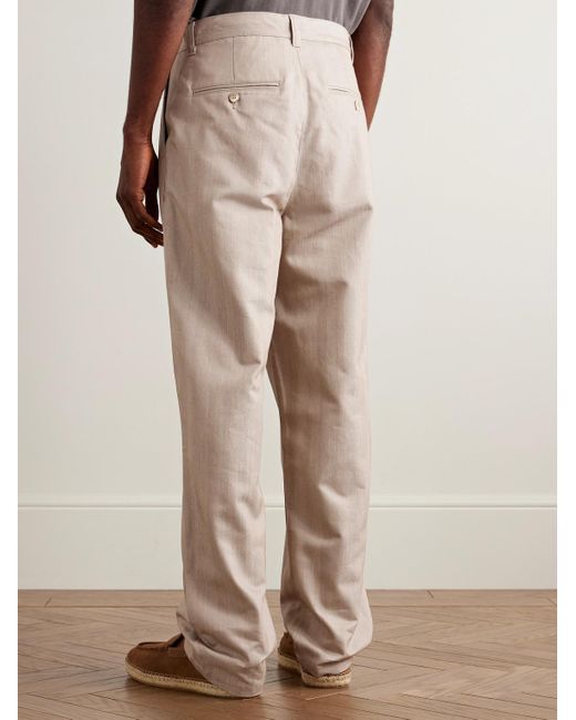 Frescobol Carioca Natural Aldo Wide-Leg Herringbone Cotton Trousers for men