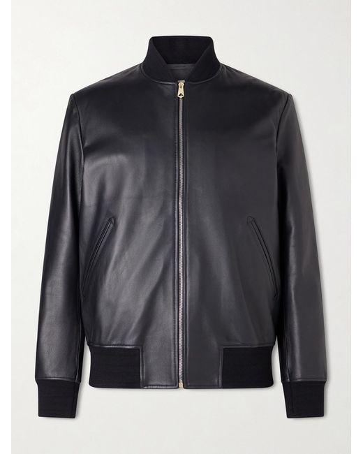 Paul Smith Black Leather Bomber Jacket for men