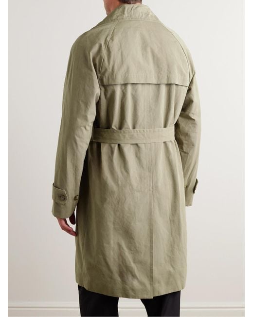 Valstar Green Belted Waxed-canvas Trench Coat for men