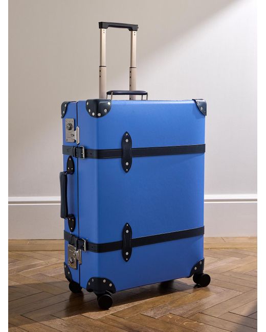 Globe-Trotter Blue Cruise Leather-trimmed Vulcanised Fibreboard Check-in Suitcase for men