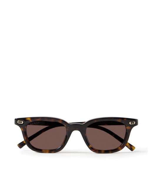 Gucci Brown D-Frame Tortoiseshell Acetate Sunglasses for men