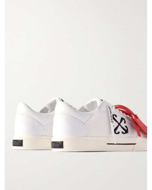 Off-White c/o Virgil Abloh White Logo-embroidered Leather-trimmed Canvas Sneakers for men