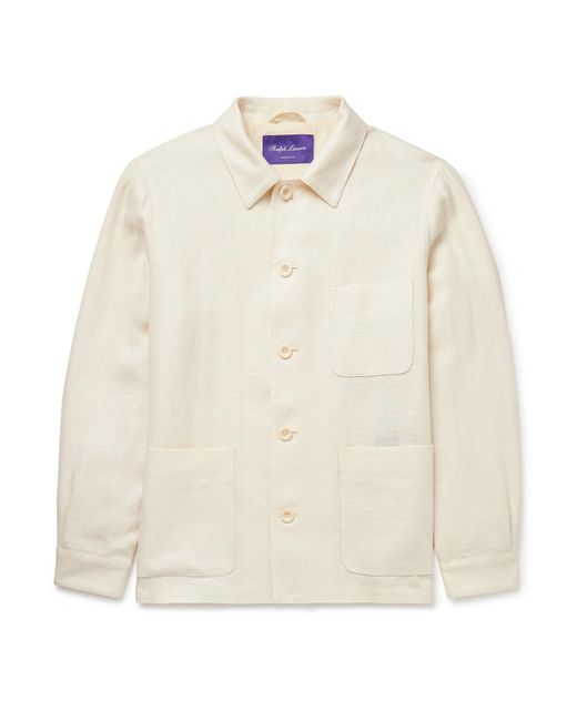 Ralph Lauren White Jasper Linen, Cotton And Silk-Blend Overshirt for men