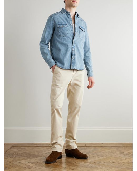 Mr P. Blue Denim Western Shirt for men