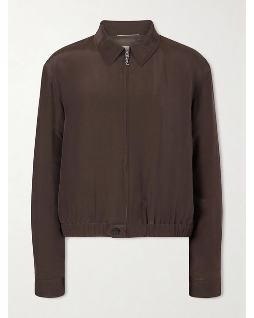 Saint Laurent Brown Satin Blouson Jacket for men