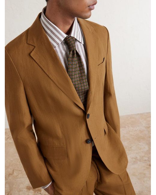 Rubinacci Brown Linen Suit Jacket for men