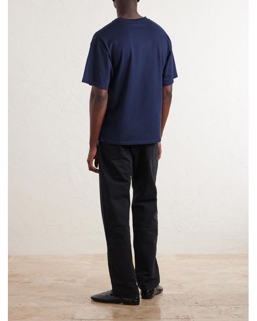 Saint Laurent Blue Logo-appliquéd Cotton And Modal-blend Jersey T-shirt for men
