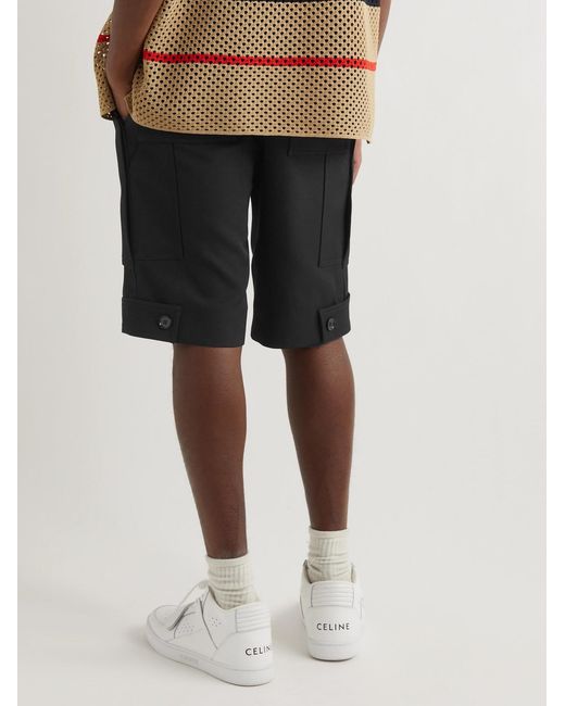 Burberry Black Straight-Leg Wool Grain De Poudre Cargo Shorts for men