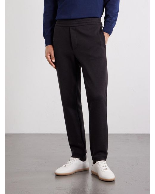 Zegna Black Straight-leg Honeycomb-knit Cotton for men
