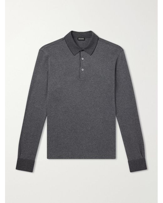 Zegna Gray Cotton Polo Shirt for men