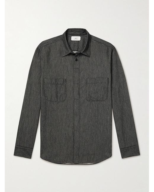Mr P. Black Pinstriped Cotton-Flannel Shirt for men