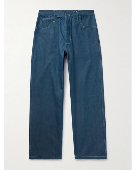 Jeans A Gamba Larga di STORY mfg. in Blue da Uomo