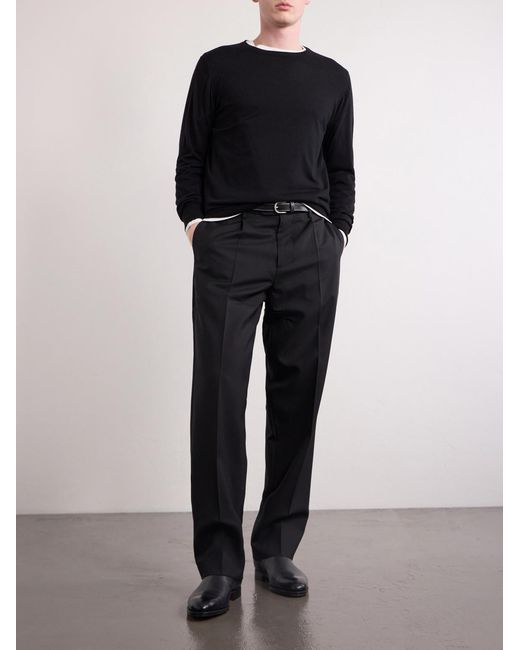 William Lockie Blue Merino Wool Sweater for men