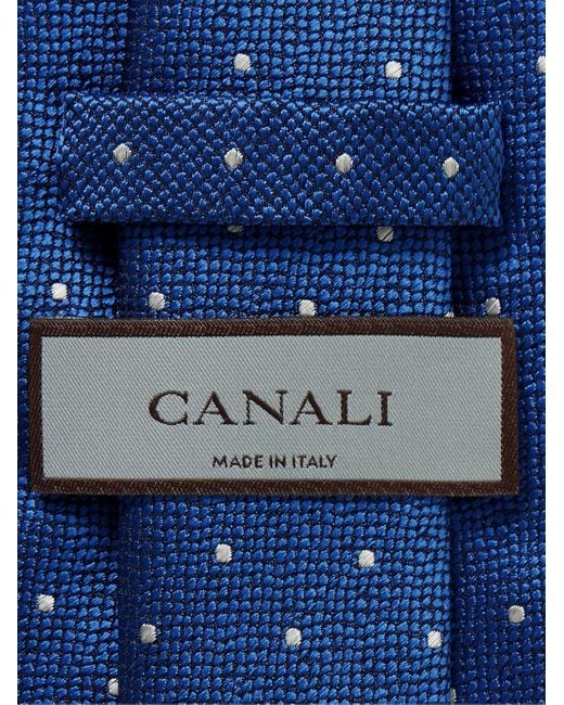 Canali Blue 8cm Polka-dot Silk-jacquard Tie for men