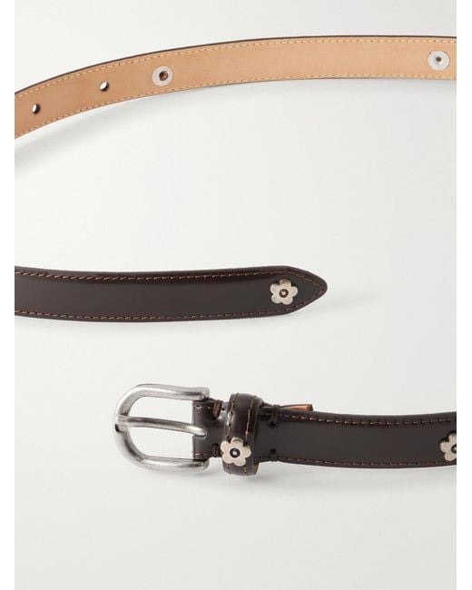 mfpen Brown Purpose 2Cm Embellished Leather Belt for men