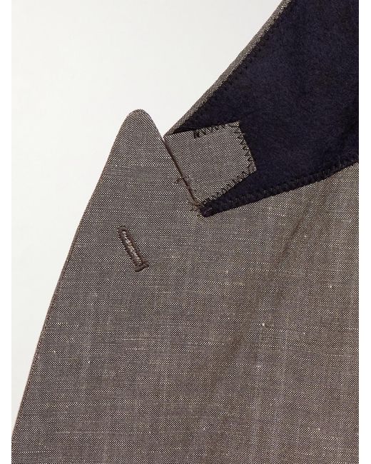 Paul Smith Brown Double-Breasted Linen And Wool-Blend Suit Jacket for men