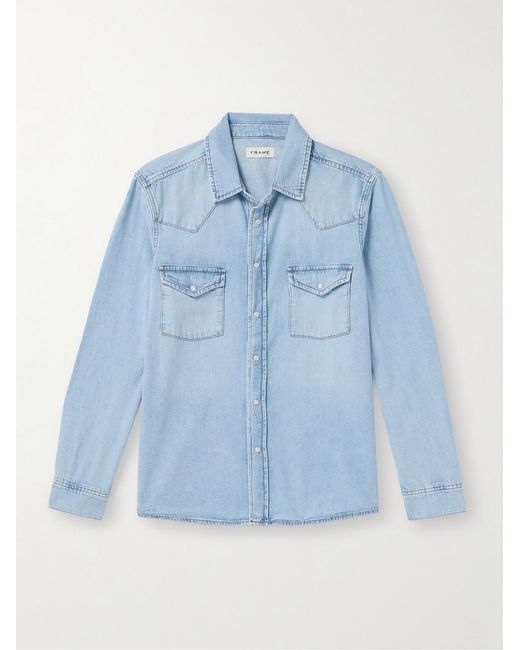 FRAME Blue Denim Western Shirt for men