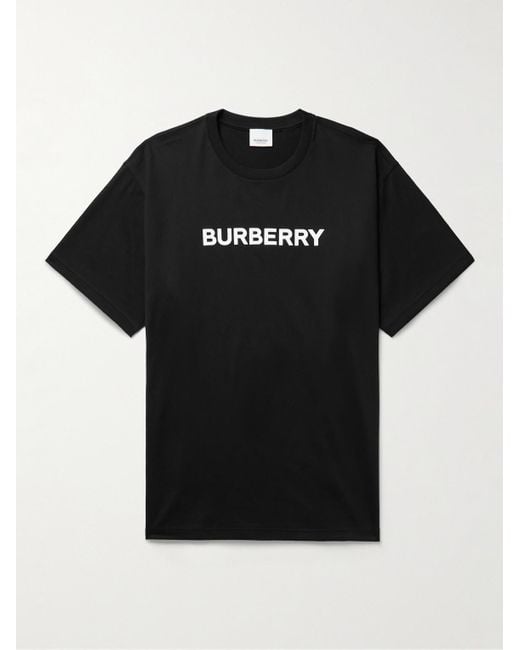 T-shirt oversize in jersey di cotone con logo stampato di Burberry in Black da Uomo
