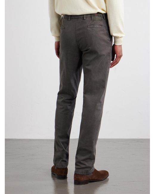 Kiton Gray Straight-Leg Lyocell-Blend Trousers for men