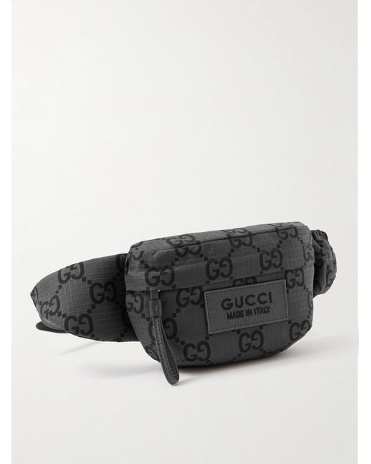 Gucci Black Logo-appliquéd Leather-trimmed Monogram Ripstop Belt Bag for men