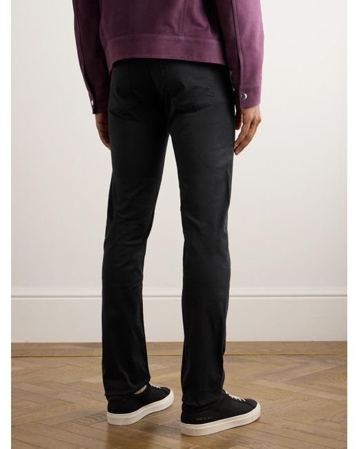 Pantaloni slim-fit a gamba dritta in misto cotone di Incotex in Black da Uomo