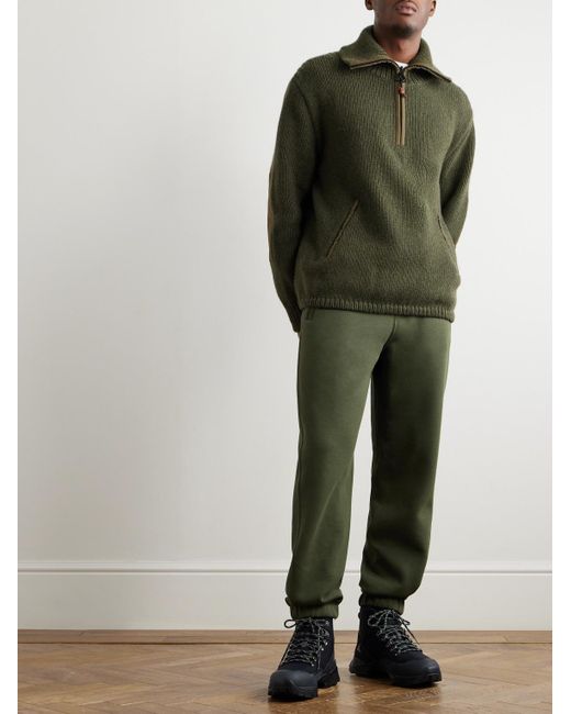 Loro Piana Green Alpe Di Mera Ripstop-Trimmed Cashmere Half-Zip Sweater for men