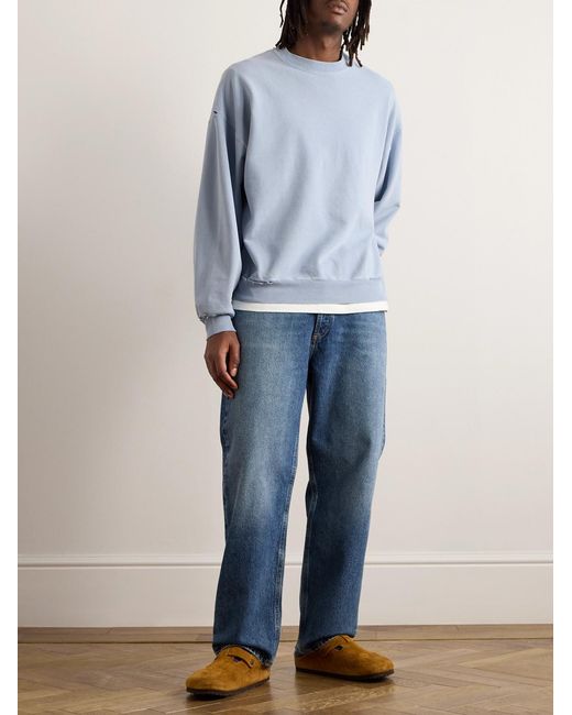 Remi Relief Blue Distressed Cotton-Jersey Sweatshirt for men