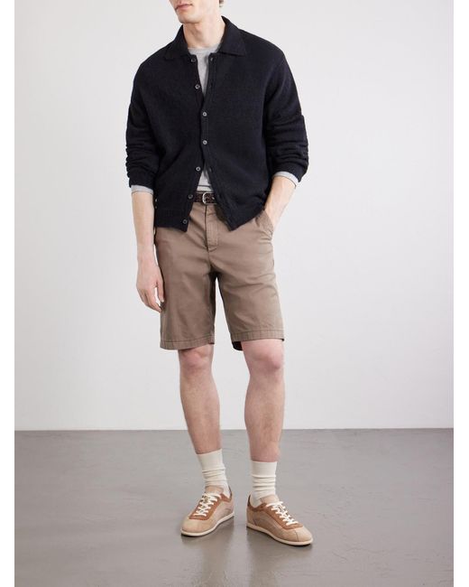 Canali Brown Straight-leg Stretch Cotton-blend Gabardine Shorts for men