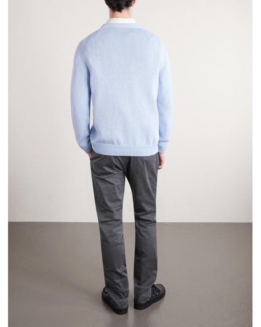 Slowear Blue Slim-fit Cotton Sweater for men