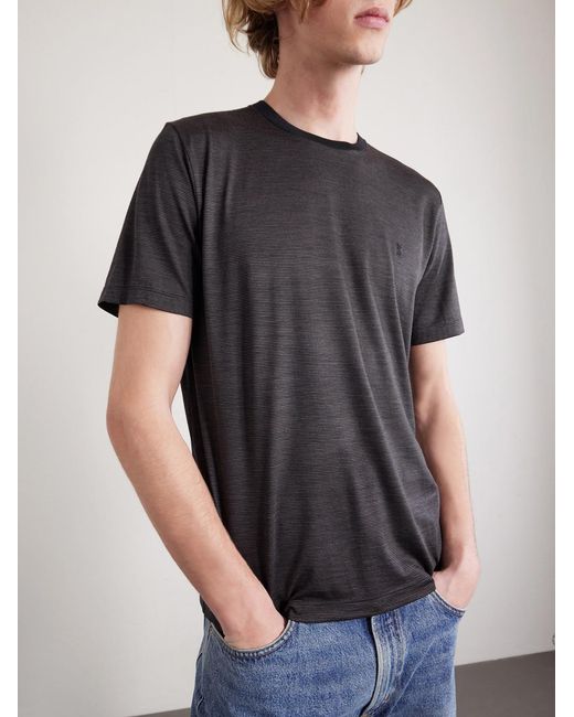 Saint Laurent Black Logo-embroidered Striped Cotton-jersey T-shirt for men