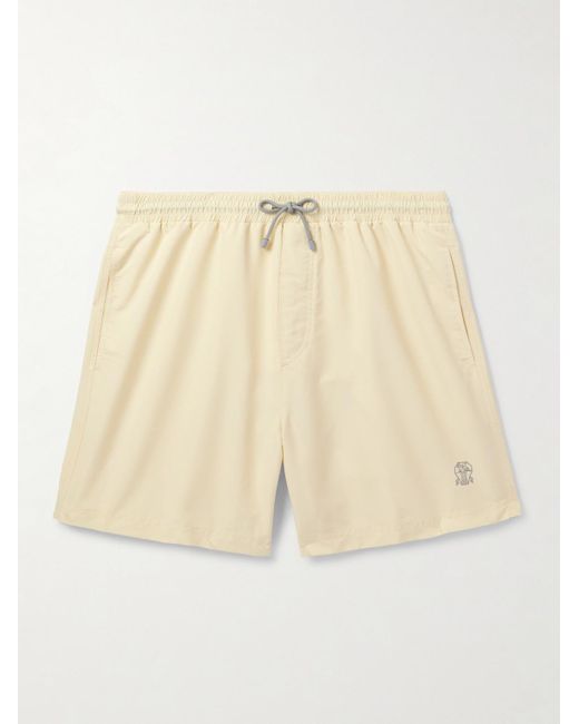 Shorts Da Mare Medi A Gamba Dritta Con Logo Ricamato di Brunello Cucinelli in Natural da Uomo