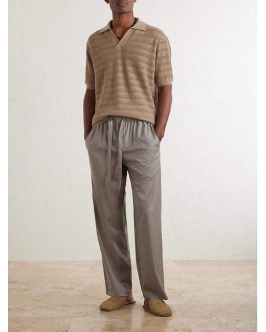 Frescobol Carioca Gray Luan Straight-Leg Wool Drawstring Trousers for men