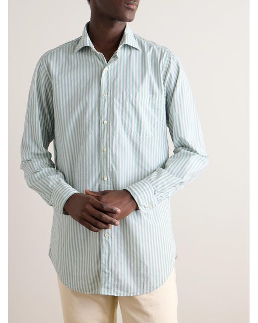 Sid Mashburn Blue Striped Cotton-chambray Shirt for men