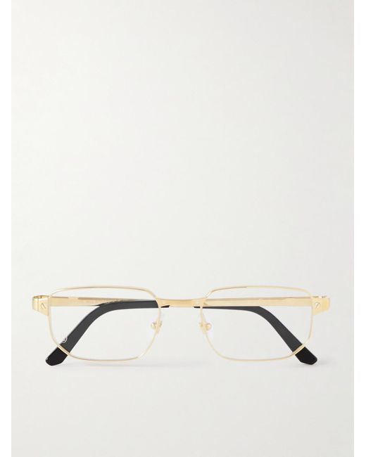 Cartier Santos goldfarbene Brille mit rechteckigem Rahmen in Natural für Herren