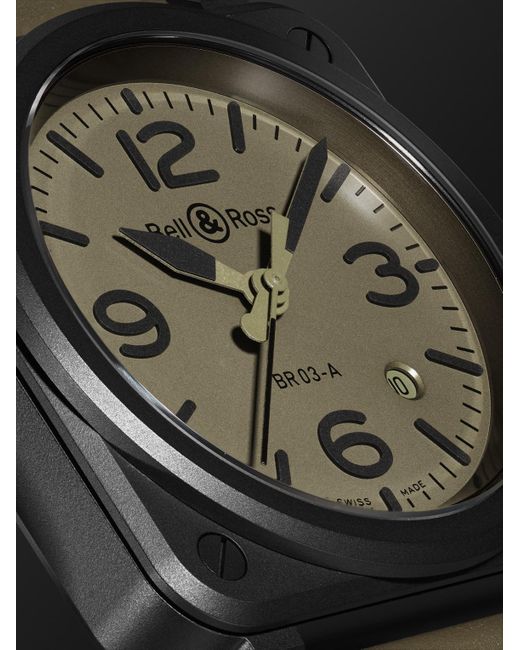 Bell & Ross Black Br 03 Automatic 41mm Ceramic And Rubber Watch, Ref. No. Br03a-mil-ce/srb for men