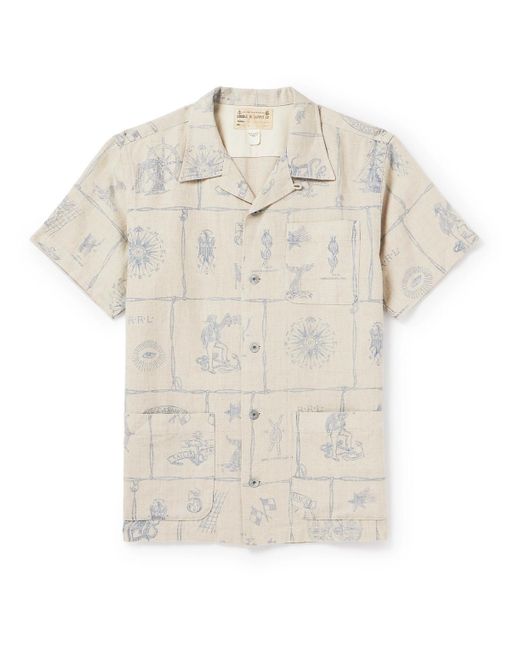 RRL White Sail Convertible-collar Printed Linen Shirt for men