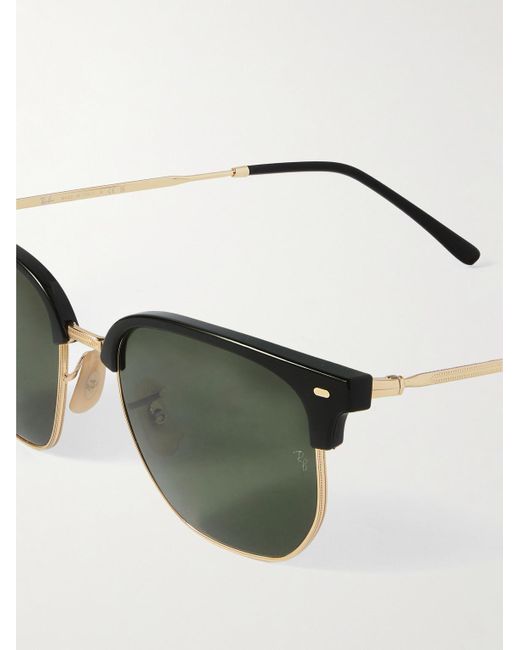 Ray-Ban Green New Clubmaster D-Frame Acetate And-Tone Sunglasses for men