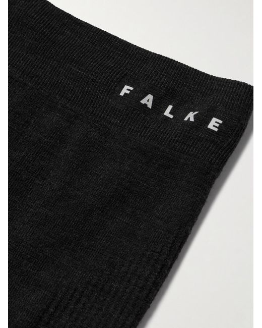 Falke Black Printed Virgin Wool-Blend Ski Tights for men