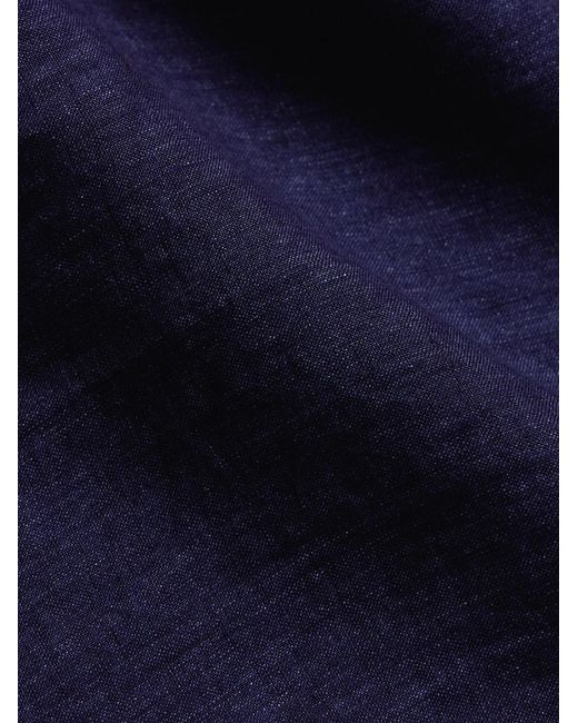 Frescobol Carioca Blue Antonio Linen Shirt for men