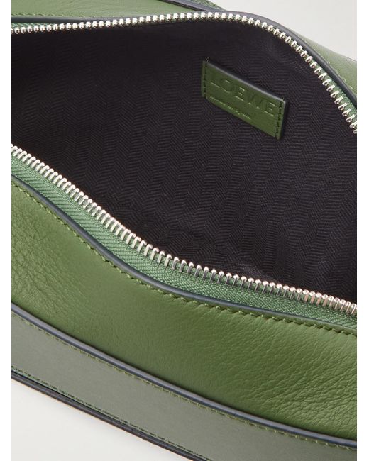 Loewe Green Logo-debossed Leather Belt Bag for men