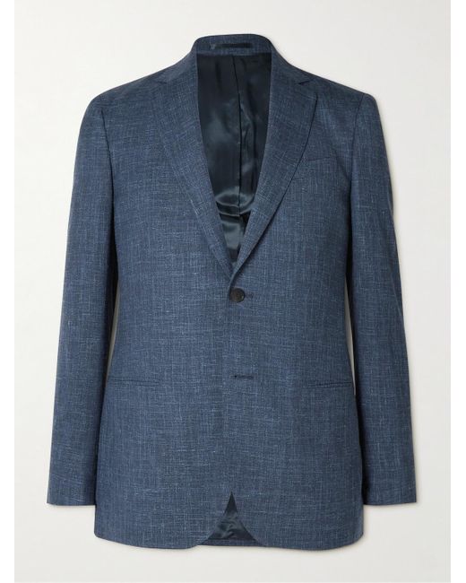 Mr P. Blue Virgin Wool, Silk And Linen-Blend Suit Jacket for men