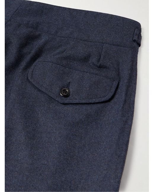 Rubinacci Blue Straight-leg Pleated Wool-flannel Suit Trousers for men