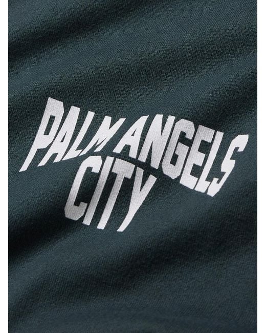 Palm Angels Blue City Logo-print Washed Cotton-jersey T-shirt for men