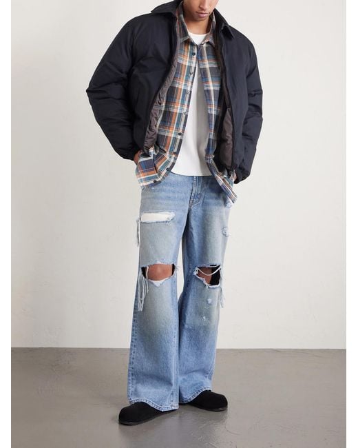 Satoshi Nakamoto Blue Blessed To Be Stressed Straight-Leg Distressed Jeans for men